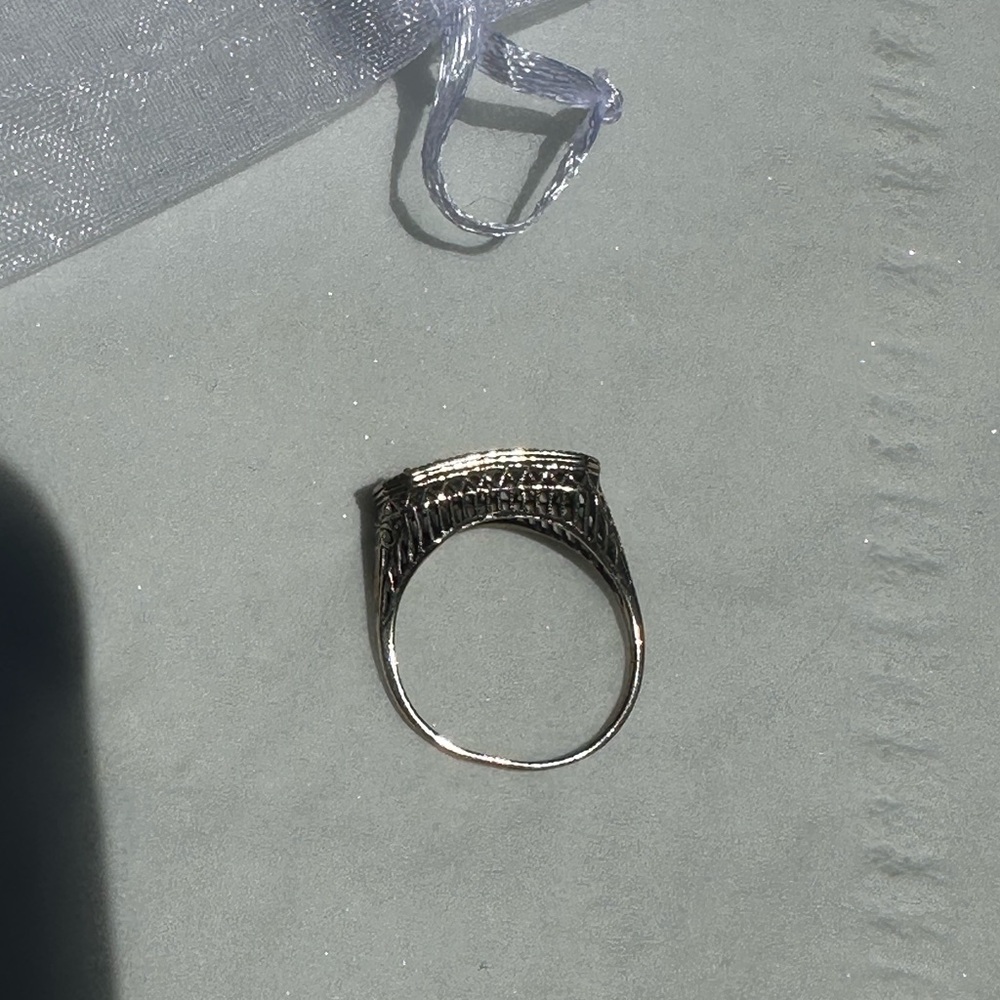 Sterling Silver ruby Three-Stone Ring with antiquing - Picture 8 of 16